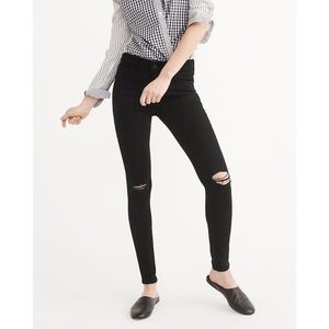 Abercrombie & Fitch Black Distressed Harper Super Skinny Jeans Size 24